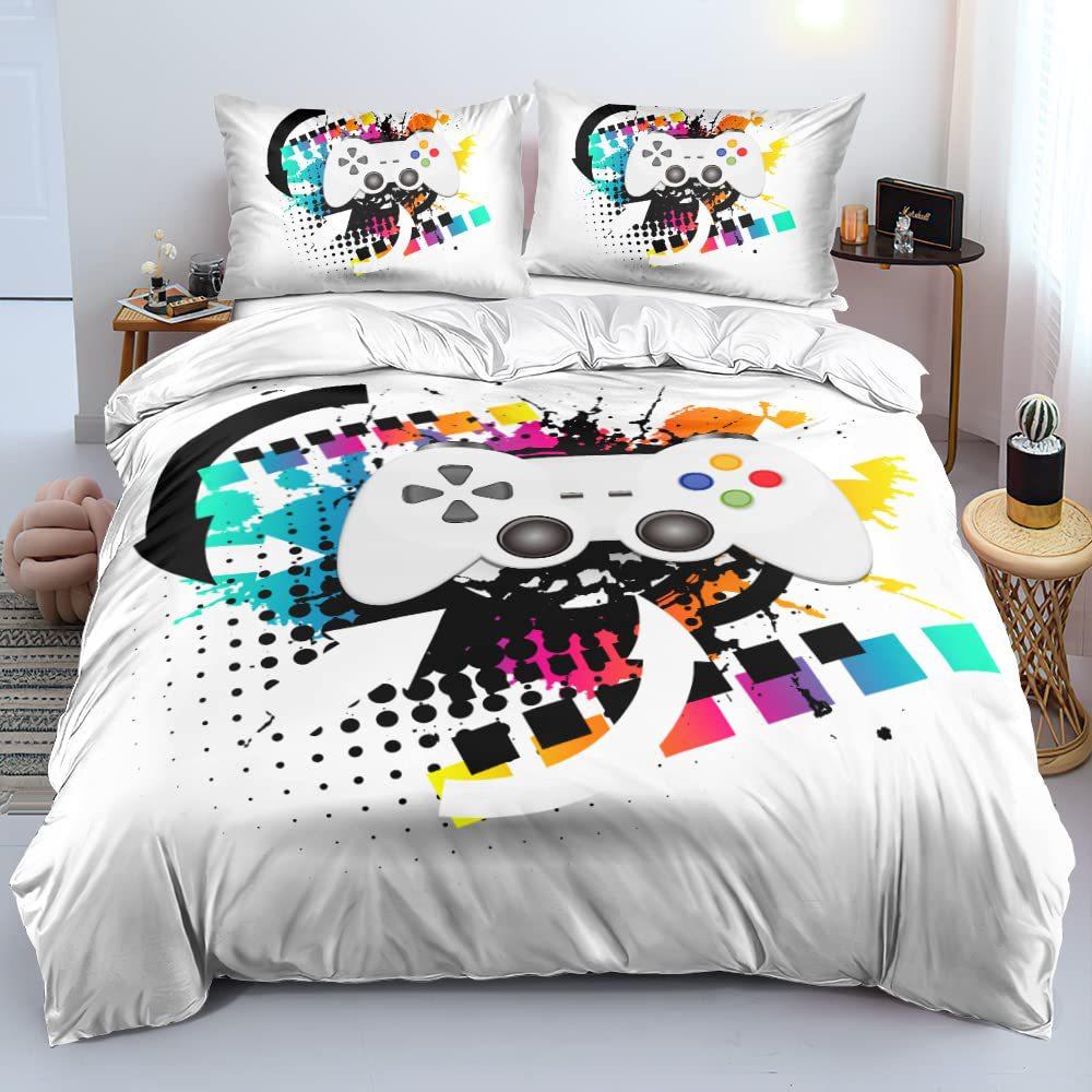 Black Game Handle Three-Piece Quilt Cover 3D Digital Printing Bedding Set Bed Cover