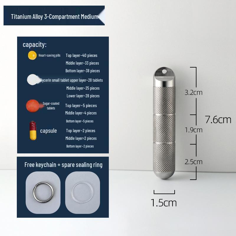 Compact Titanium Non-slip Pill Box - Multi-compartment, Waterproof, Moisture-proof, Perfect for On-the-go Storage
