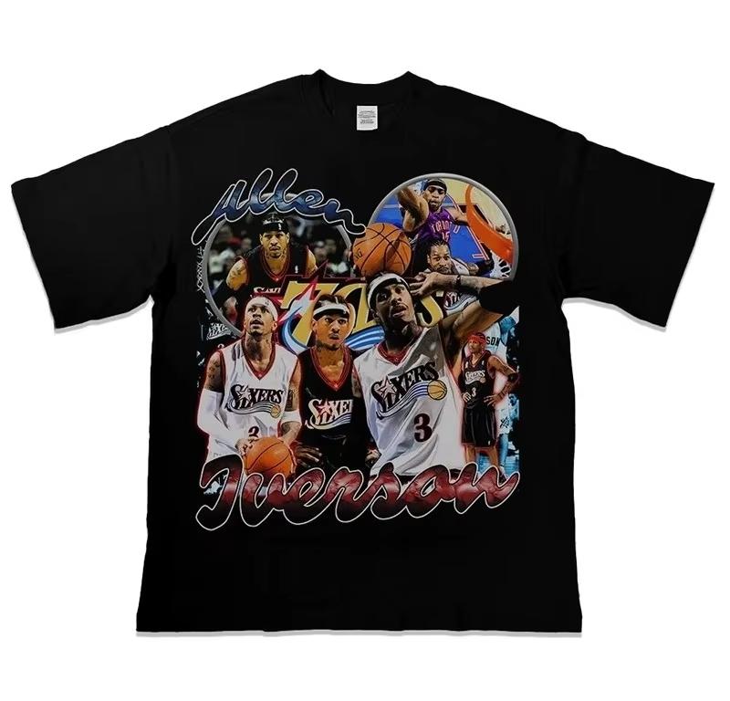 Summer Allentshirt Dual Pose Lightweight Cotton Harajuku Basketball Casual Outdoor Sports Fashion Daily Outfit Trend Wear