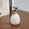 Easter Bunny Figurine Modern Ceramic Gold Rabbit On Egg Ornament for Spring Farmhouse Home Office Fireplace Tabletop Centerpiece