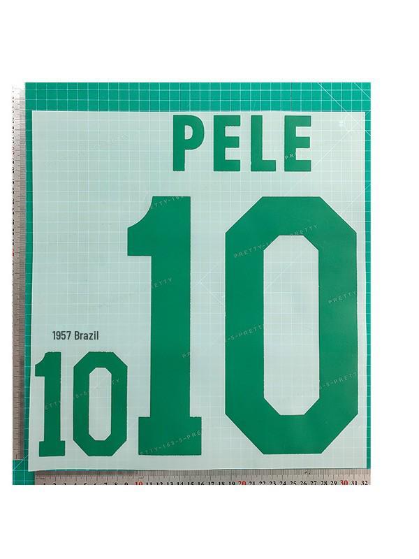 1957 Brazil Home Adult Jersey - A+ 10# PELE Heat Transfer Patch Number & Letters.
