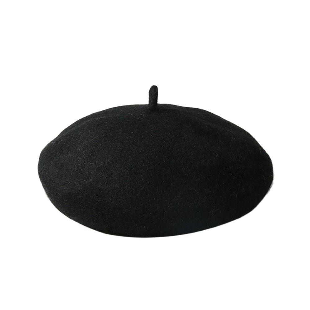 

Шапка в корейском стиле Теплая шапка Однотонный детский берет Детская шерстяная шапка Детские кепки Берет для девочки чёрный