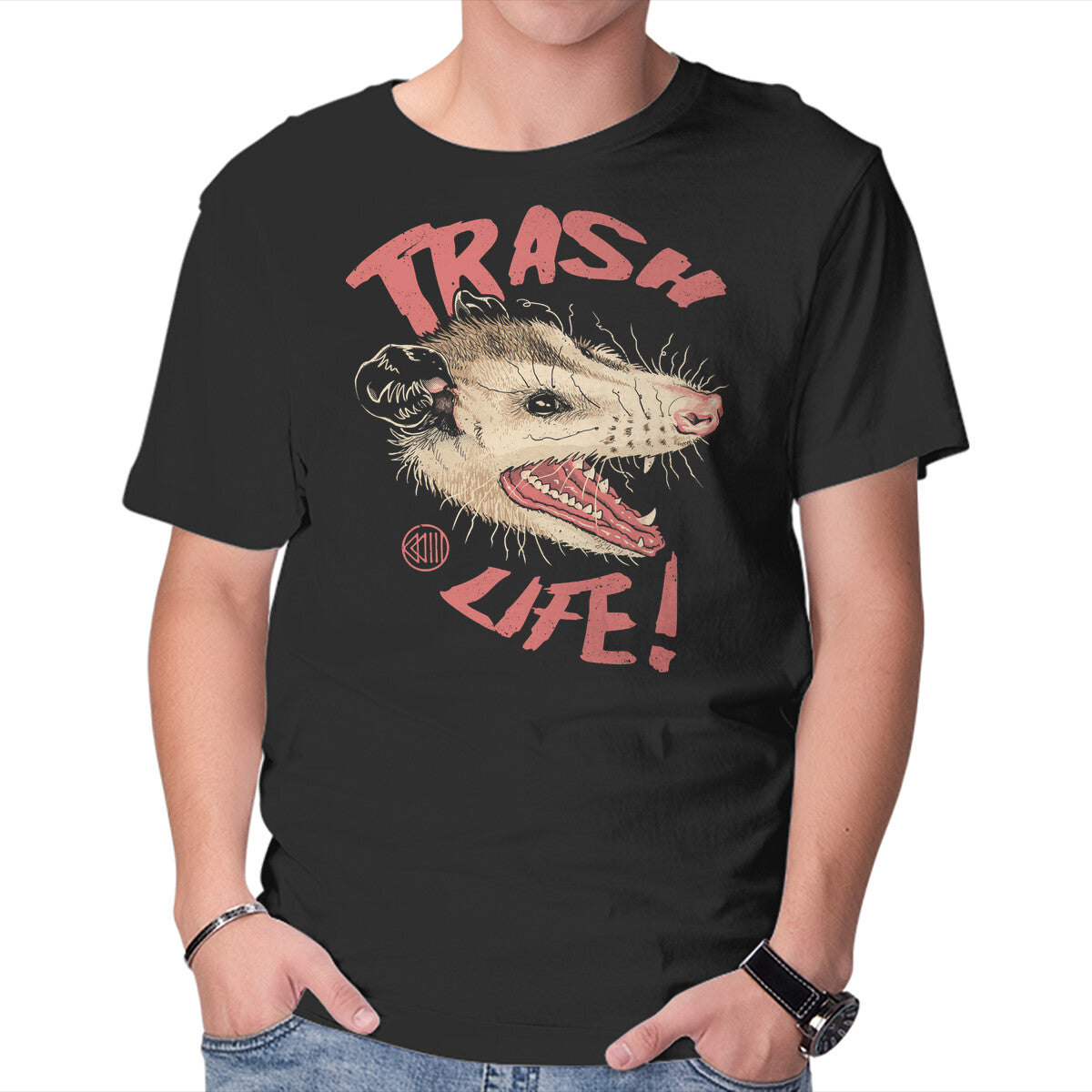 Unisex Crew Neck T-Shirt Possum Panic Graphic Short Sleeve Casual Tee S