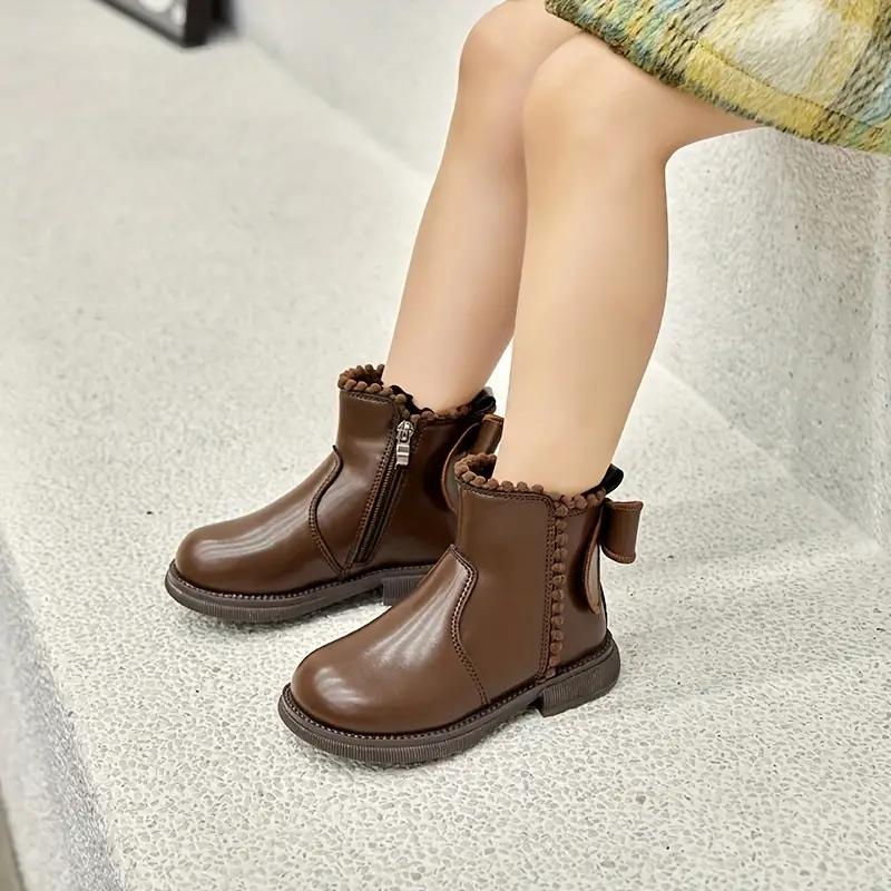 Bottes décontractées de couleur unie et antidérapantes pour filles, bottes confortables et chaudes antidérapantes pour l'hiver