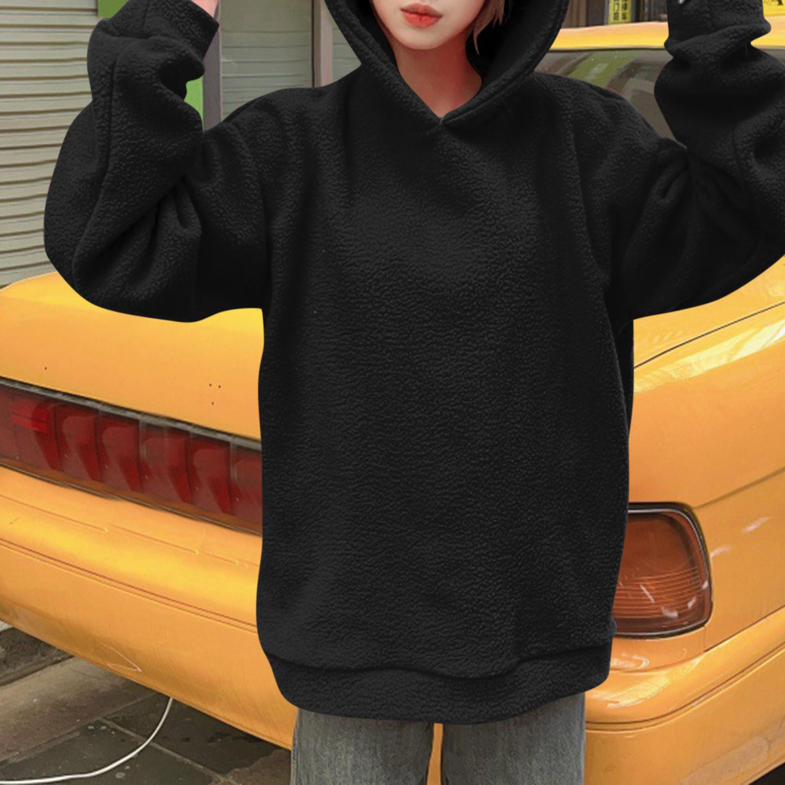 Женская повседневная модная однотонная толстовка с длинными рукавами и капюшоном M красный — фото 5