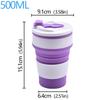 350ML/500ML Food-Grade Silicone Folding Cup Collapsible Mug With Cover Hot Drink Cup For Camping Travel Outdoors Portable