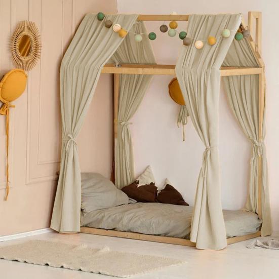 Bed Canopy for Girls Boys Bedroom Decor Cotton Bed Scarf Drape Decorative Soft Mosquito Net for Nursery Children's Room Decoration