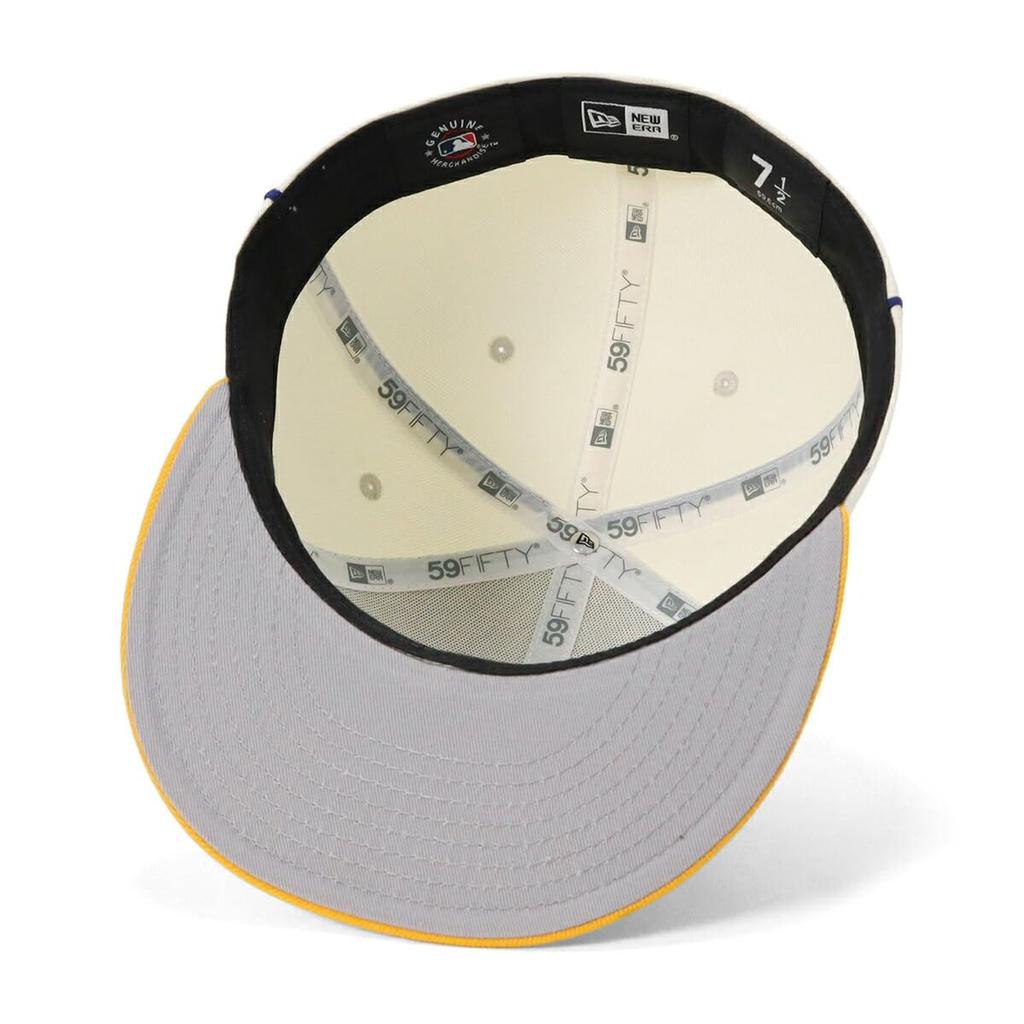 New Era 59FIFTY MLB LA Size 7 MLB Los Dod CRM Cap, 2-Tone Chrome/A Gold, 1/4, 5950, Piping, 2-Tone,