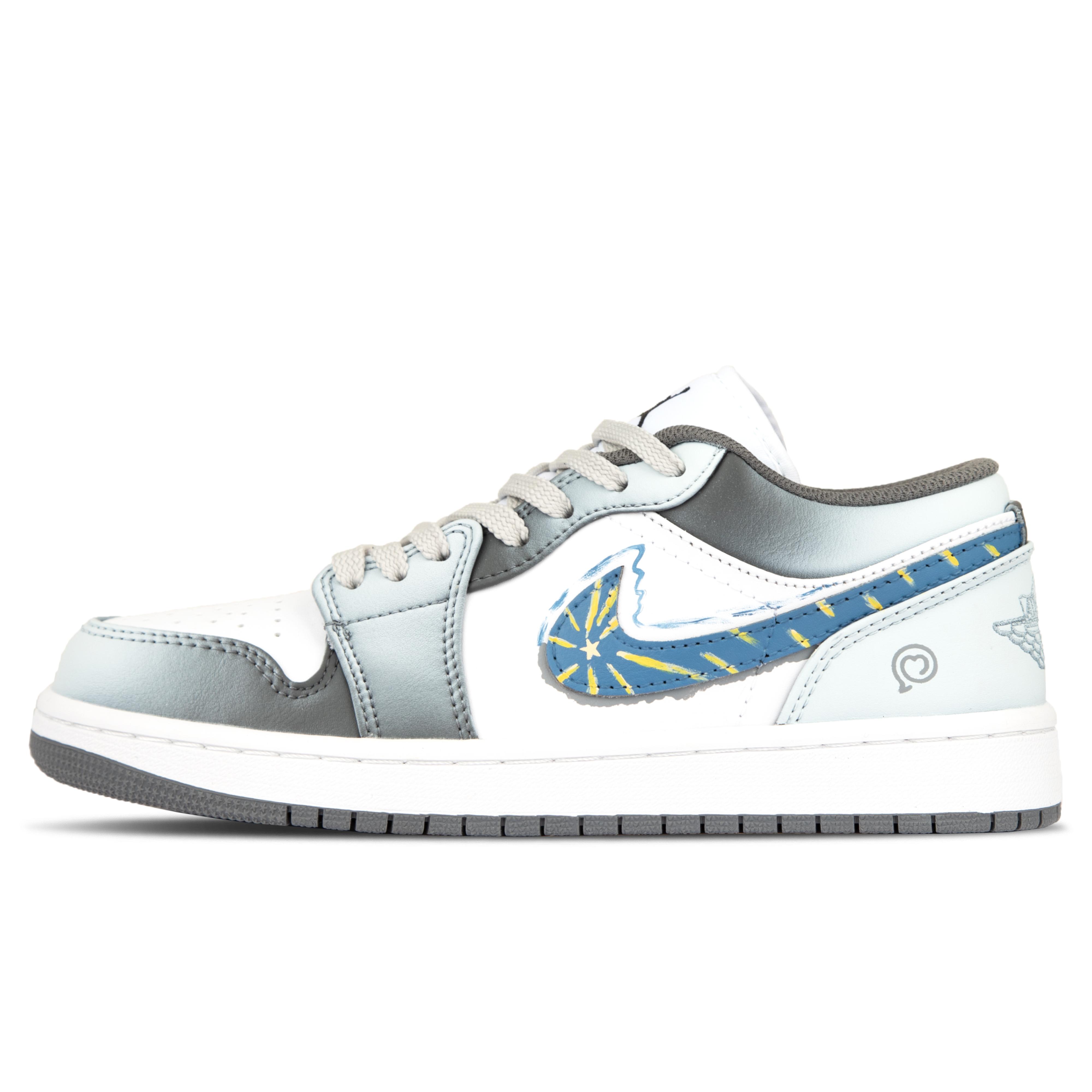 

Jordan Air Jordan 1 Leather Comfortable Cushioning Low top Vintage Basketball Shoes Unisex Silver 553558-152(Team1251) 42