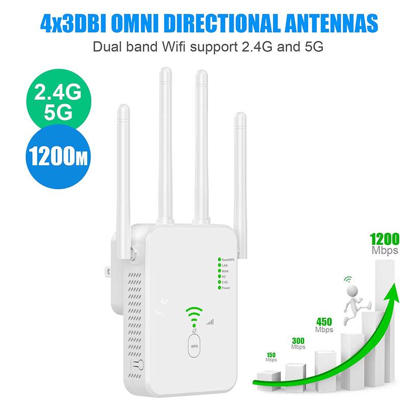 U10 Wifi Repeater Dual Band 2.4G/5G Wifi Router 802.11ax 300/1200Mbps Wireless Network Signal Repeater
