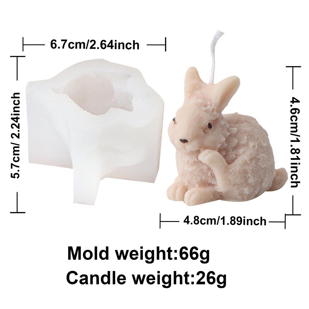 Cute Vertical Ear Rabbit Silicone Candle Mold Easter Bunny Soap Resin Mould for Animal Lover Desktop Ornament Aroma Craft Making