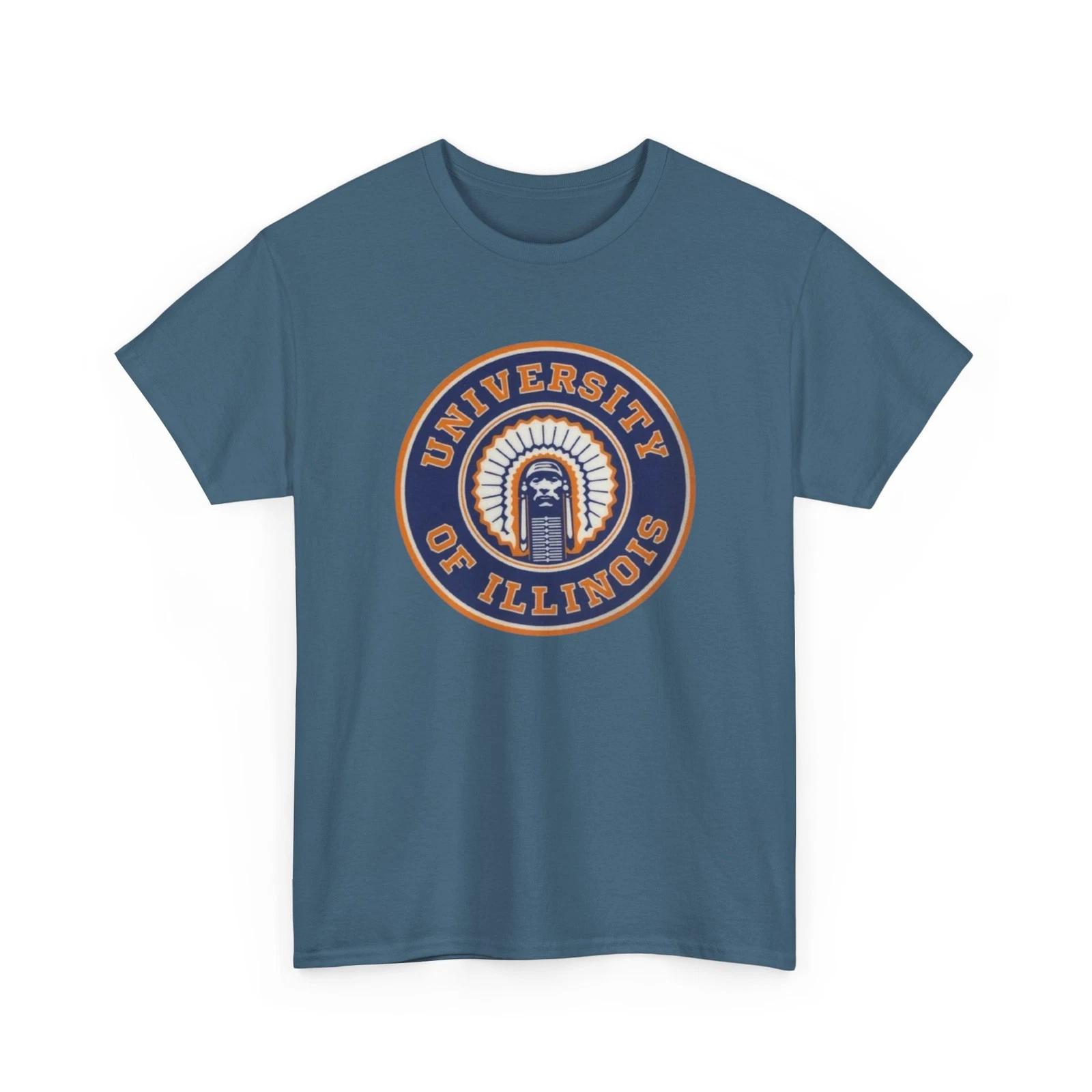 University of Illinois Seal Chief Illiniwek Banned Mascot Printed T shirt Illini S