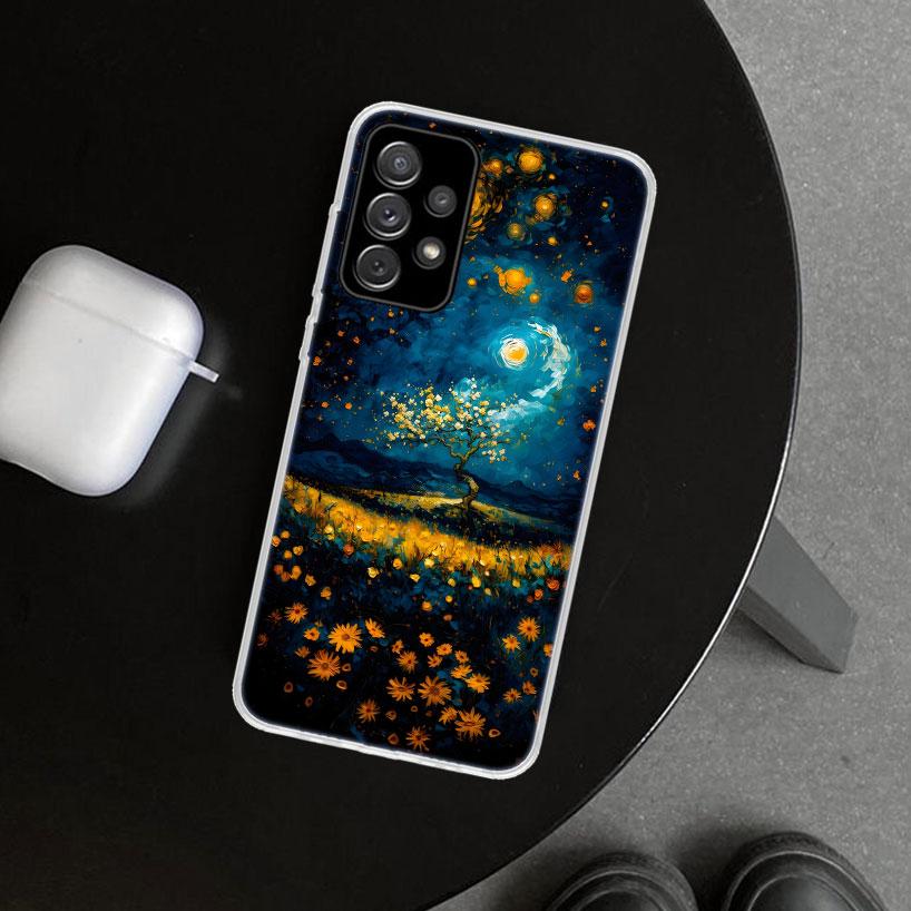 Starry Night Van Gogh Art Phone Case Cover for Samsung Galaxy A12 A22 A32 A52 A72 A02S A51 A50S A31 A20S A10S Note 20 Ultra 10 P