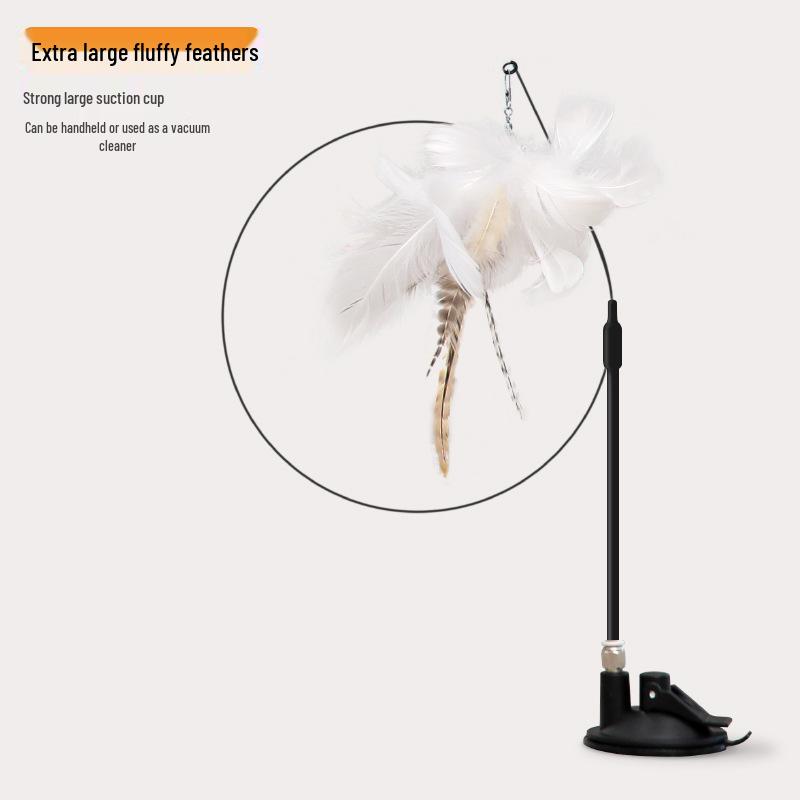 Strong Suction Cup Cat Teaser: Steel Wire, Feather & Bell Interactive Toy