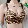 Large Leopard Print Lingerie for Women Slim Gathered Bra Adjustable Anti Sagging No Steel Ring Bra