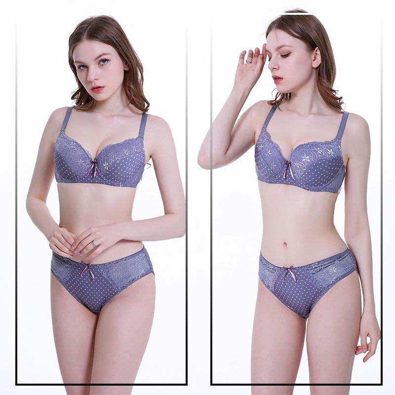 Sexy Gathering Bra Set Lace Fashion Comfortable Bra Skin-friendly Breathable Underwear