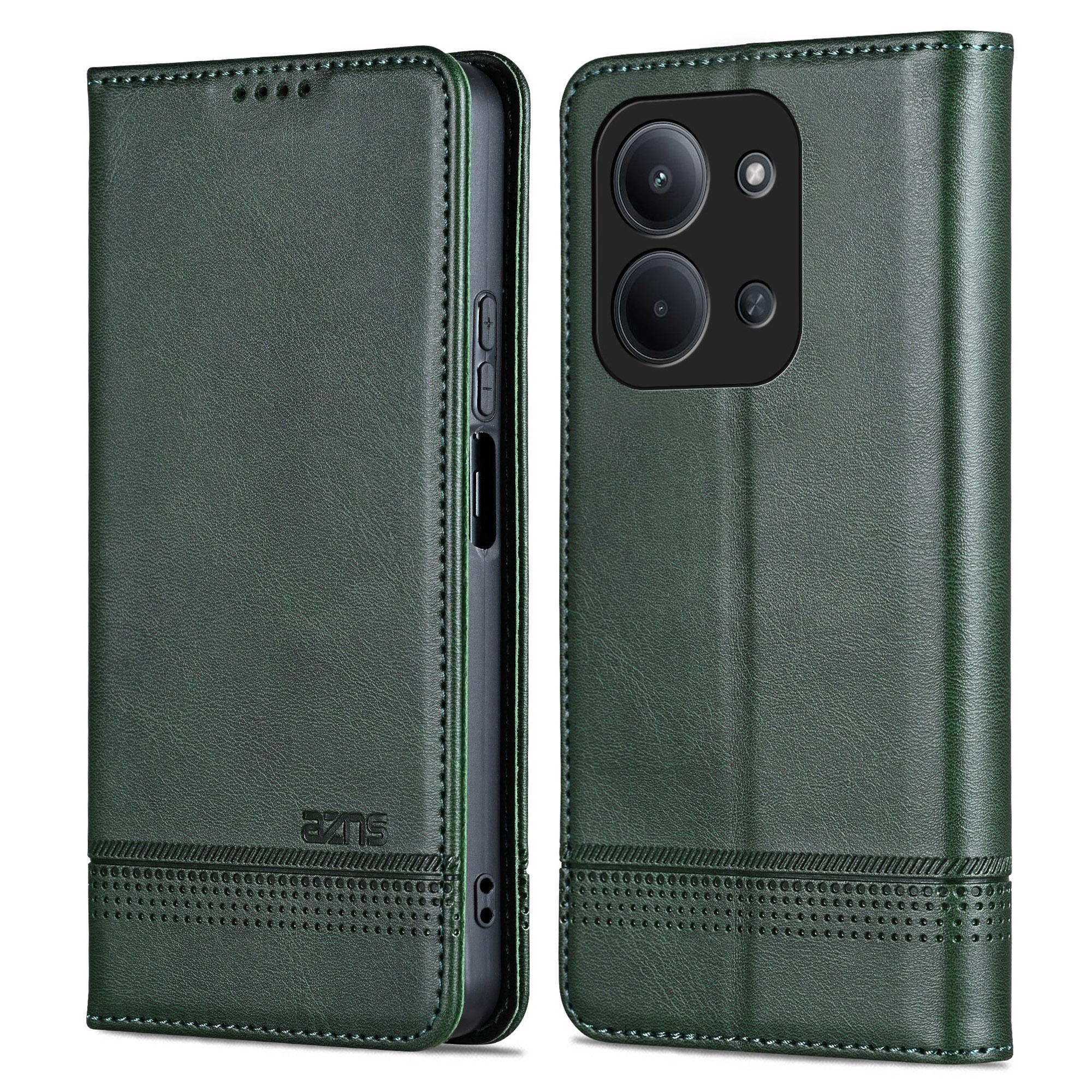 

AZNS Для Xiaomi Redmi 15C 4G (Європа) (173 мм) Чохол Текстура коров ячої шкіри PU шкіра Гаманець Чохол для телефону Green