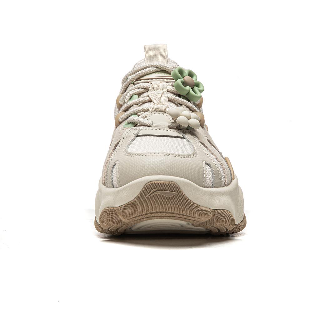 Li Ning Cushioning Slip Resistant Abrasion Resistant Support Height Increasing Low top Casual Shoes Women's Gray AGCW006-3