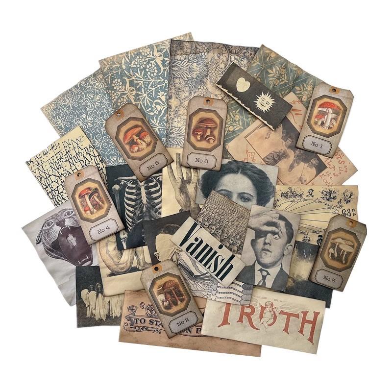 Ручная работа Окрашенная бумага Декорация Материалы для Junk Journal Загадочный и странный Ретро Темный Персонаж Фотофон Бумага CN