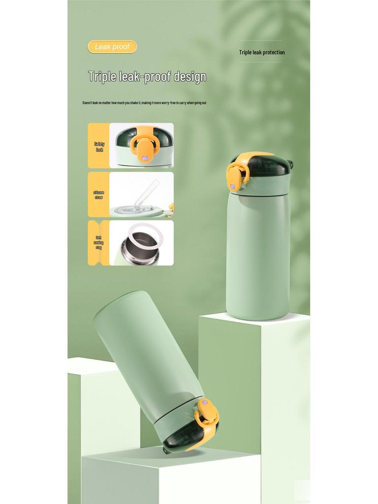 Kids' Thermos Straw Cup: Portable, Insulated, Bounce-Top for On-the-Go. Ideal for Students and Active Lifestyles.