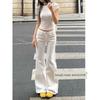 Small White Sexy Low Waist Slightly Pull Denim Female Stylish Wide Leg Slimming Without Leg Sticking Bell-Bottom Pants Summer