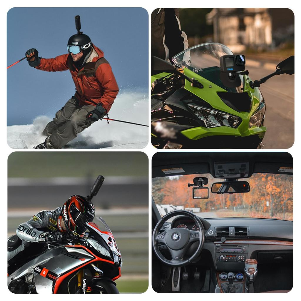 HSU Action Camera Mount Kit Tripod Adapter Adhesive Mount for Helmet Mount for Tripod Mount Helmet Adapter Action Camera Mount Thumb Screw Mount