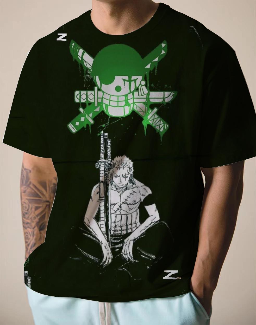 

Модная мужская цельная повседневная свободная футболка с Луффи, одежда большого размера 6XL, новинка лета 2022, с цифровой печатью и короткими рукавами S