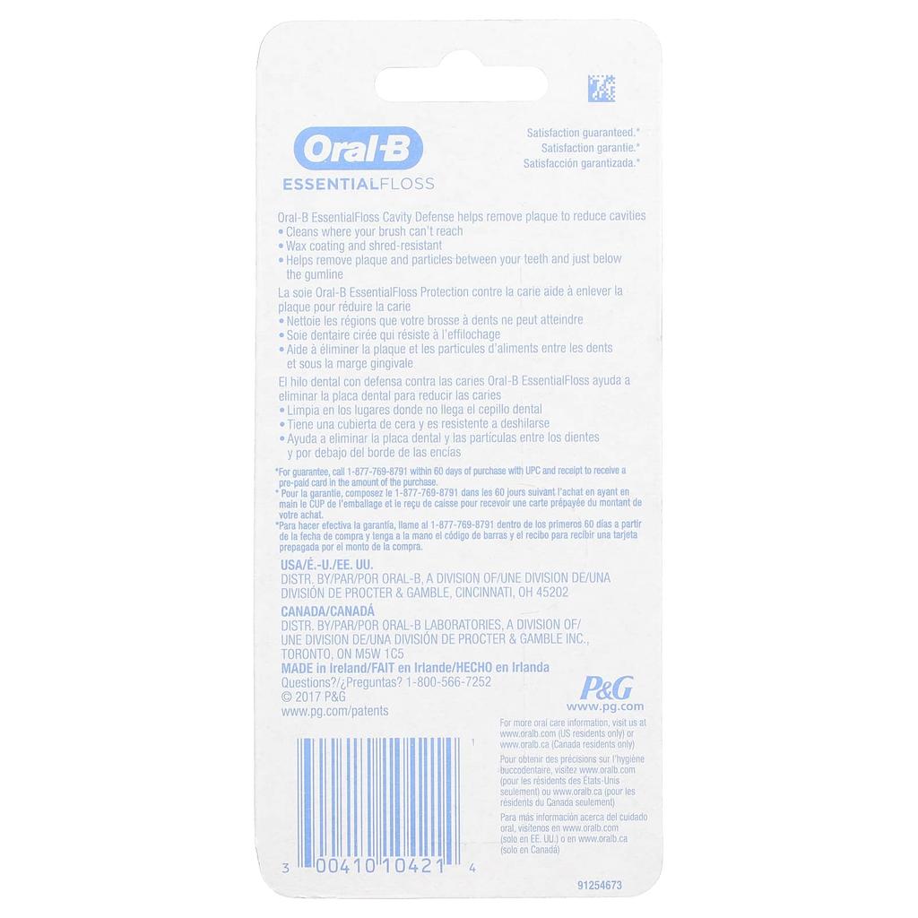 Oral-B Essential Dental Floss Value Pack, Mint, 2 Packs, 50 M (54.6 Yds) Per Pack