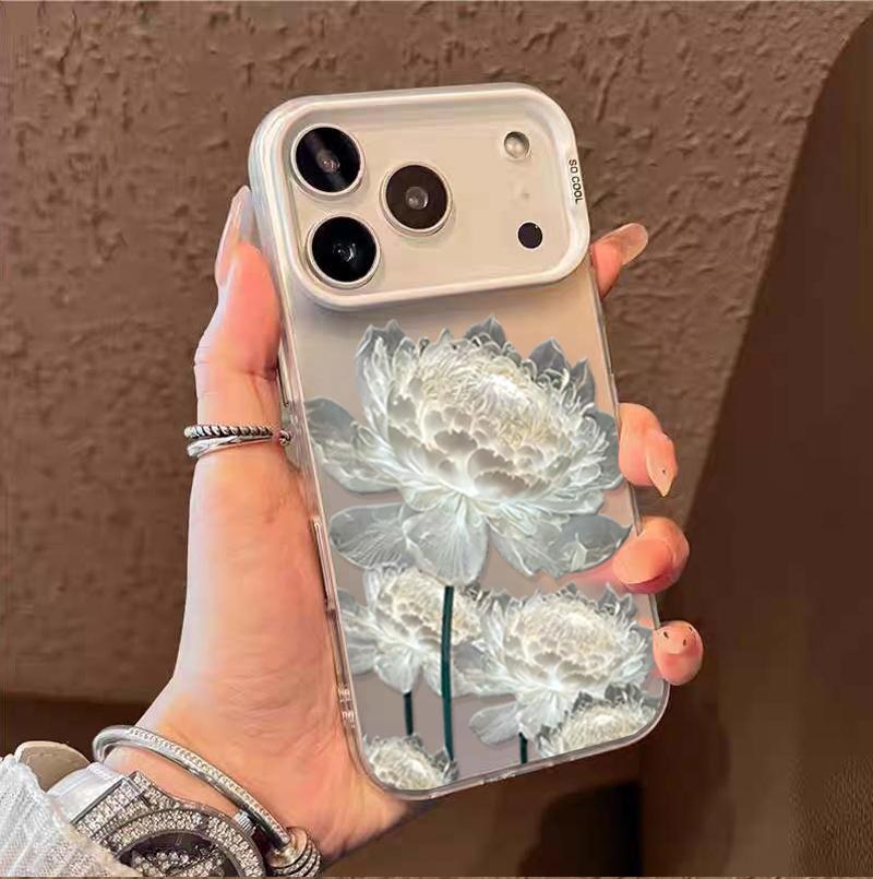 Luxury Lotus Flower Electroplate Case For OPPO A5 A3 A6 PRO A60 A79 A18 A38 A78 A74 A94 A58 A3X A40 A5X A6X RENO 5F 5 6 Lite 8 7
