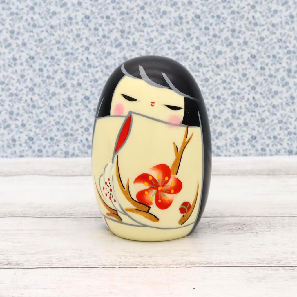 Castle Enterprise Spring Thinking Kokeshi Handcrafted Wooden Japanese Doll 8.62 X 5.9 Cm Made In Japan