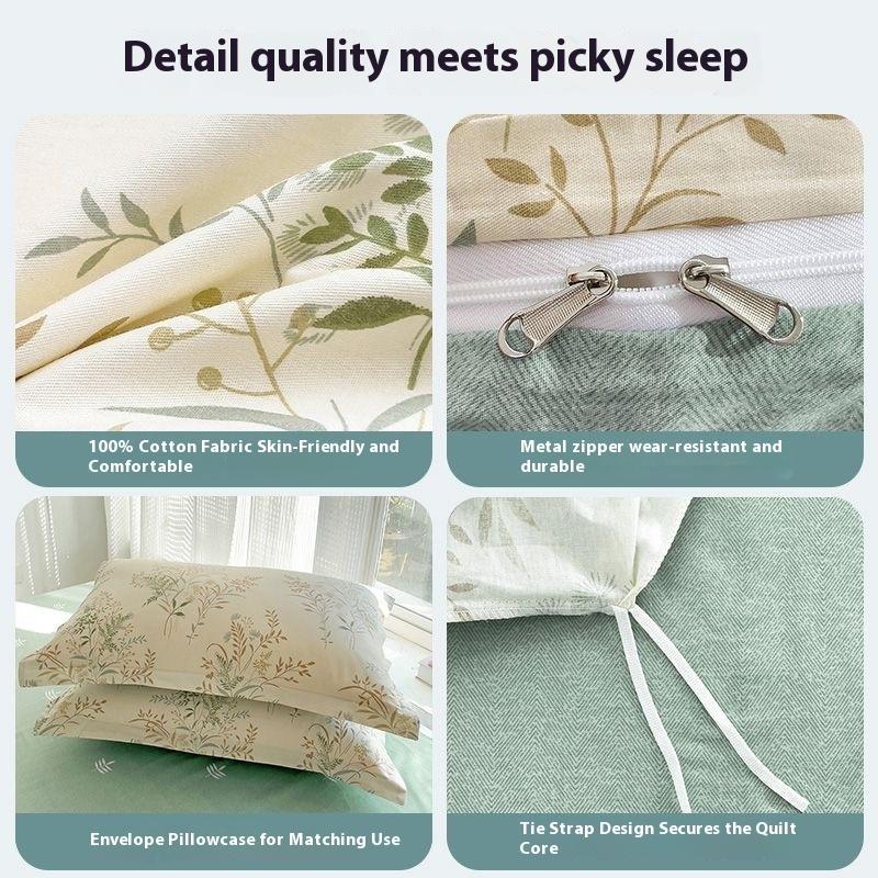 Bedding Four-piece Set Printed Skin-friendly Water Wash Sheets Quilt Cover Pillowcase Set