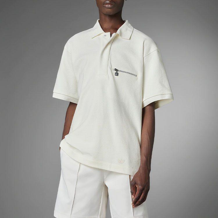 Adidas Originals Blue Version Collection Polo Shirts Men's Pink White Polo Collar Moderate Straight Fit HM2347
