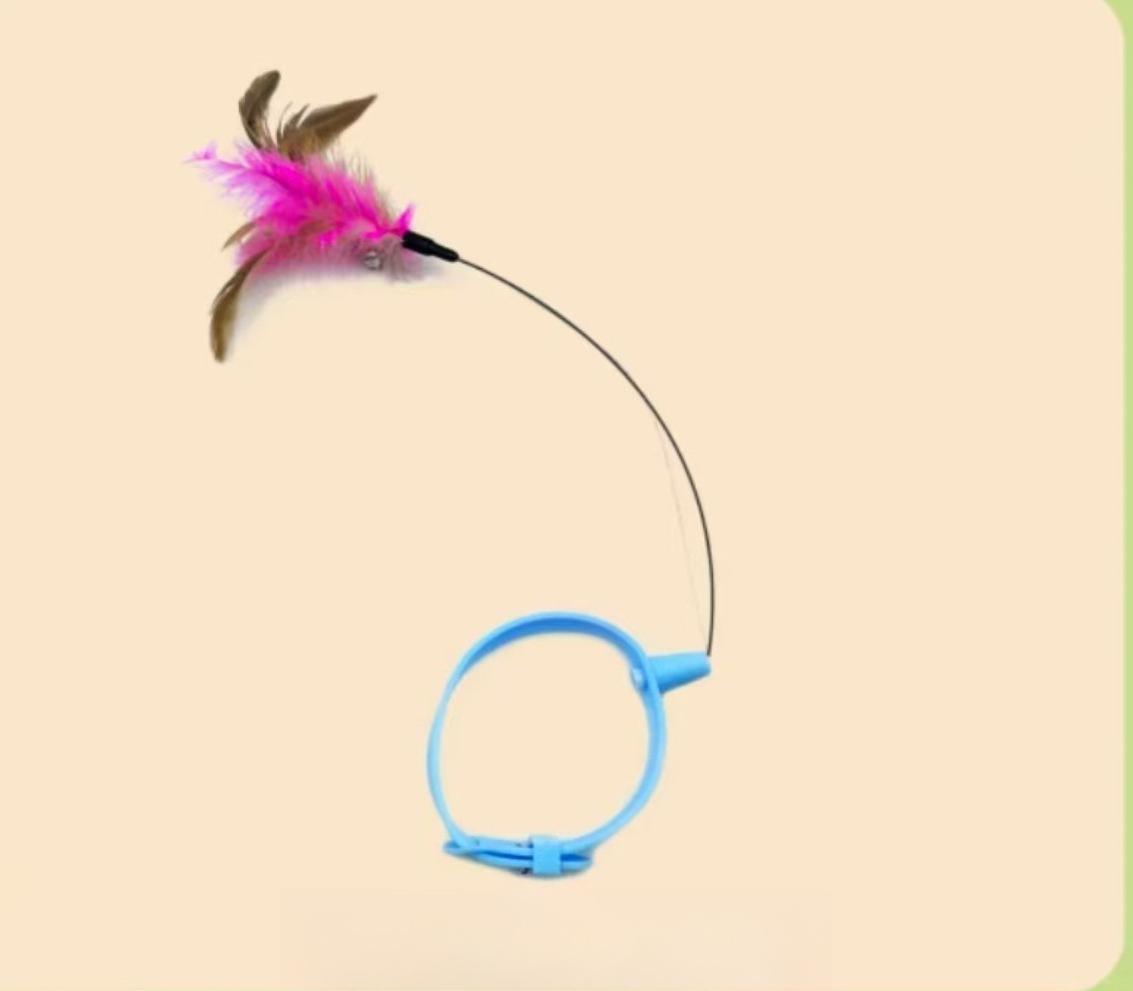 Collar Cat Teaser Self-entertainment Cat Toy Neck Collar Feather Bell Cat Toy Pet Supplies Durable Feather Bell Pet Toy Kitten синий