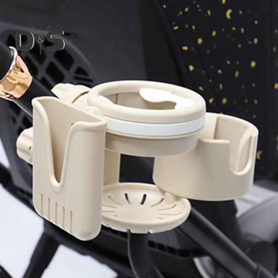 Retractable Stroller Cup Holder with Phone Bracket 3 in 1 Non Slip Firmly Grip Stroller Bar 360 Degrees Rotation Drink Holder for Scooter Bike Walker