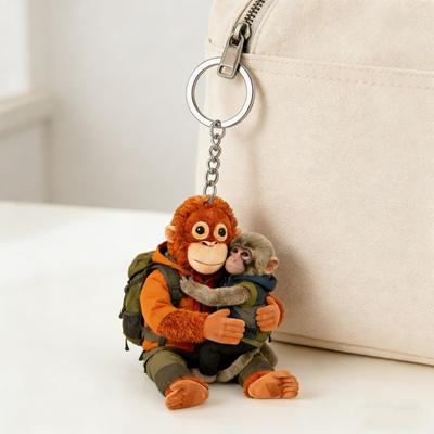 Yousheng Porte-clés Pendentif Frappez le Singe Acrylique Double Face Design Animal Léger Porte-clés Sac à Dos Sac à Main