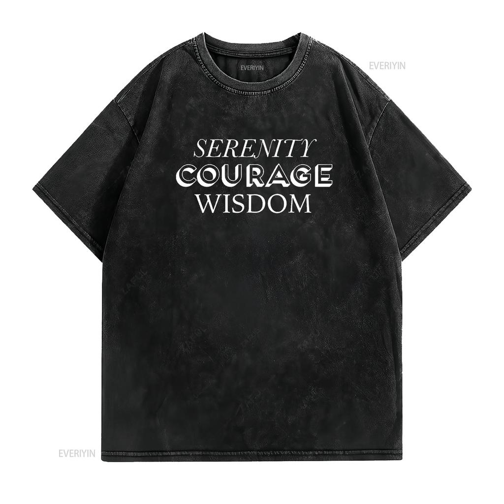 Serenity Courage Wisdom Spiritual Religious T Shirt vintage Washed Top For Everyday Wear streetwear Soft Stretched Casual