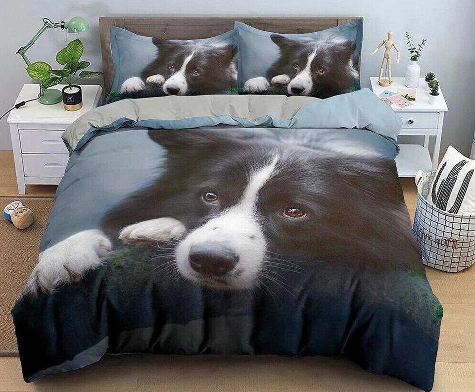 

Border Collie Dog Duvet Cover, Cute Pet Bedding Set Soft Bed Cover for Dog Lover Home Decor, Perfect Gift for Single/Double/Twin/Queen/King Size Beds Baby 100x135cm