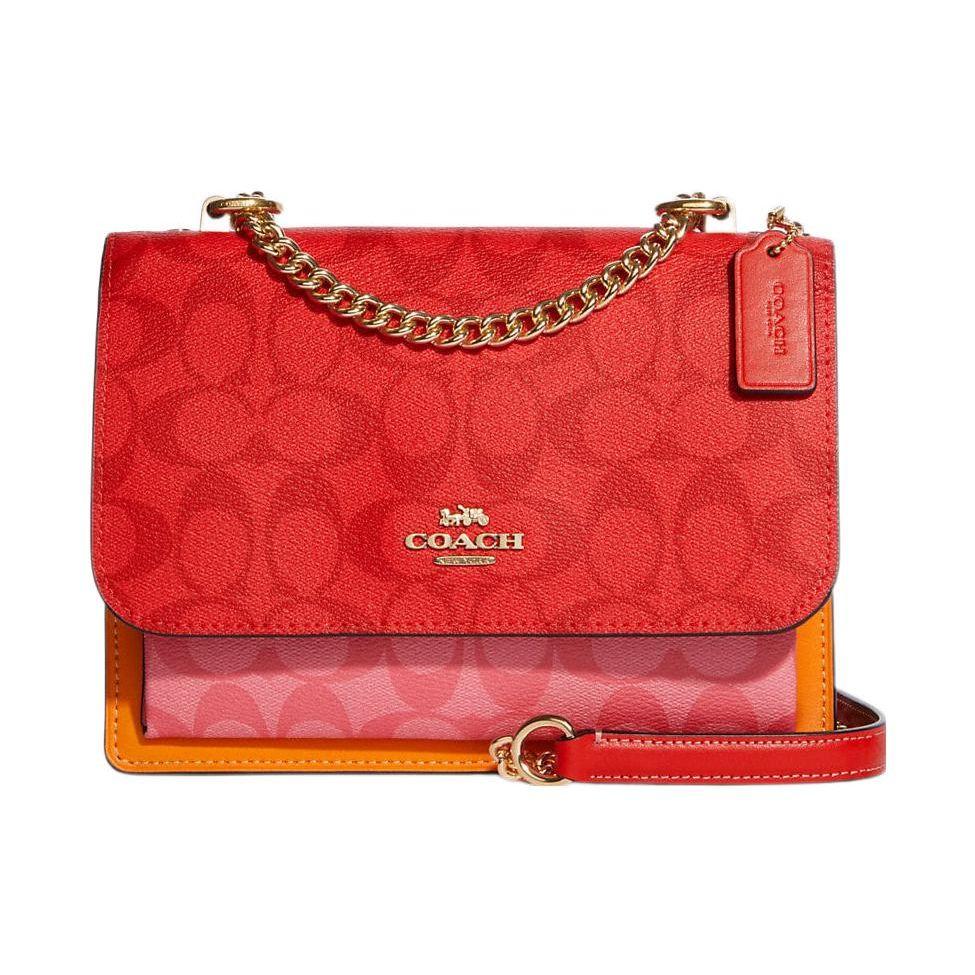 

Coach Klare 22 Coated Canvas And Leather Flap Small Square Chain Shoulder Bag Women Bags Red CA151-IMR32 Basic Set (Bag+Dust Bag)