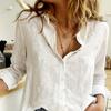 Bluză ocazională pentru femei de primăvară de toamnă de dimensiuni mari, cămașă cu mâneci lungi din in, de birou, pentru femei