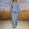 DM025 European and American Cross-border 2025 Spring and Autumn Leisure New Knitted Loose High-necked Wide-leg Pants Set