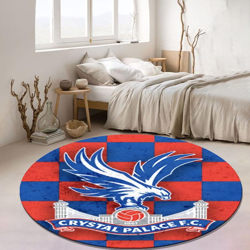 Customizable Crystal Palace F.C Round Non-Slip Carpet - Ideal for Garden, Picnic, Office, Perfect for Decoration, Suitable For All Seasons