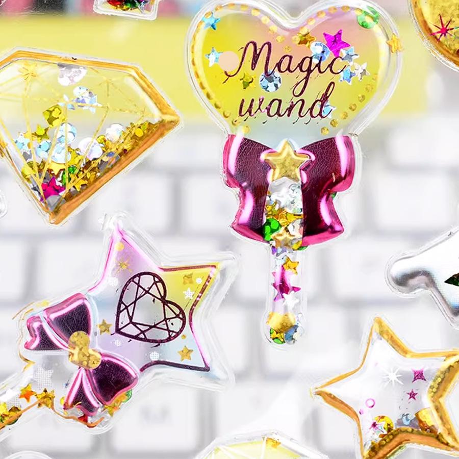 Cute Children's Stickers-Shiny Shaker Stickers for Girls Gold Foil Decoration Crystal Gem Stickers