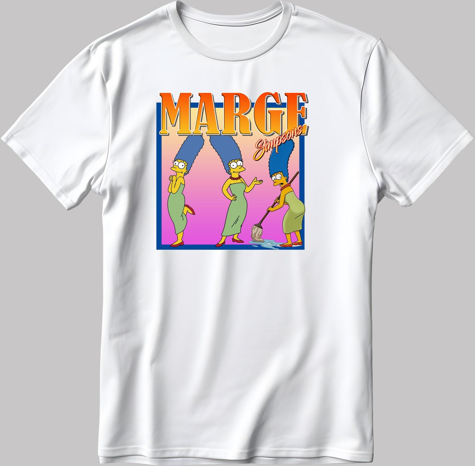 Famous Characters Marge Simpsons Figure, Short Sleeve White-Black Men s / Women s T-Shirt H119 4XL