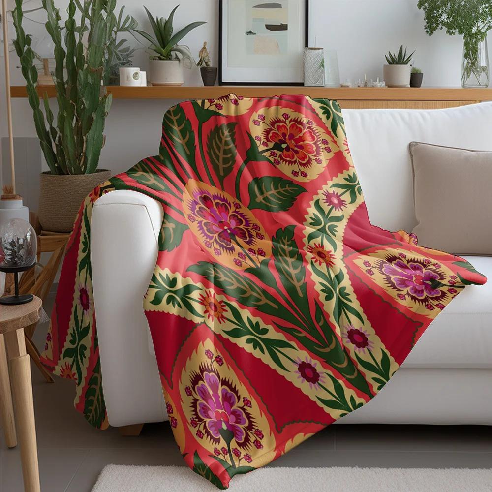 Vibrant Floral Embroidered Throw Blankets Soft Warm Flannel Scottish Terrier Pet Throw Blanket Bed Sofa Couch Bedspreads Quilt 75X95CM