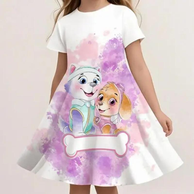 Cute Cartoon Paw Patrol Dress For Girls Summer Casual Beach Sundress Soft Lightweight Breathable 110