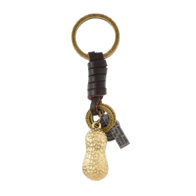Rustics Handwoven Leather Keyring Peanut Shape Decorative Alloy Hook Portable Everyday Carry Item 1