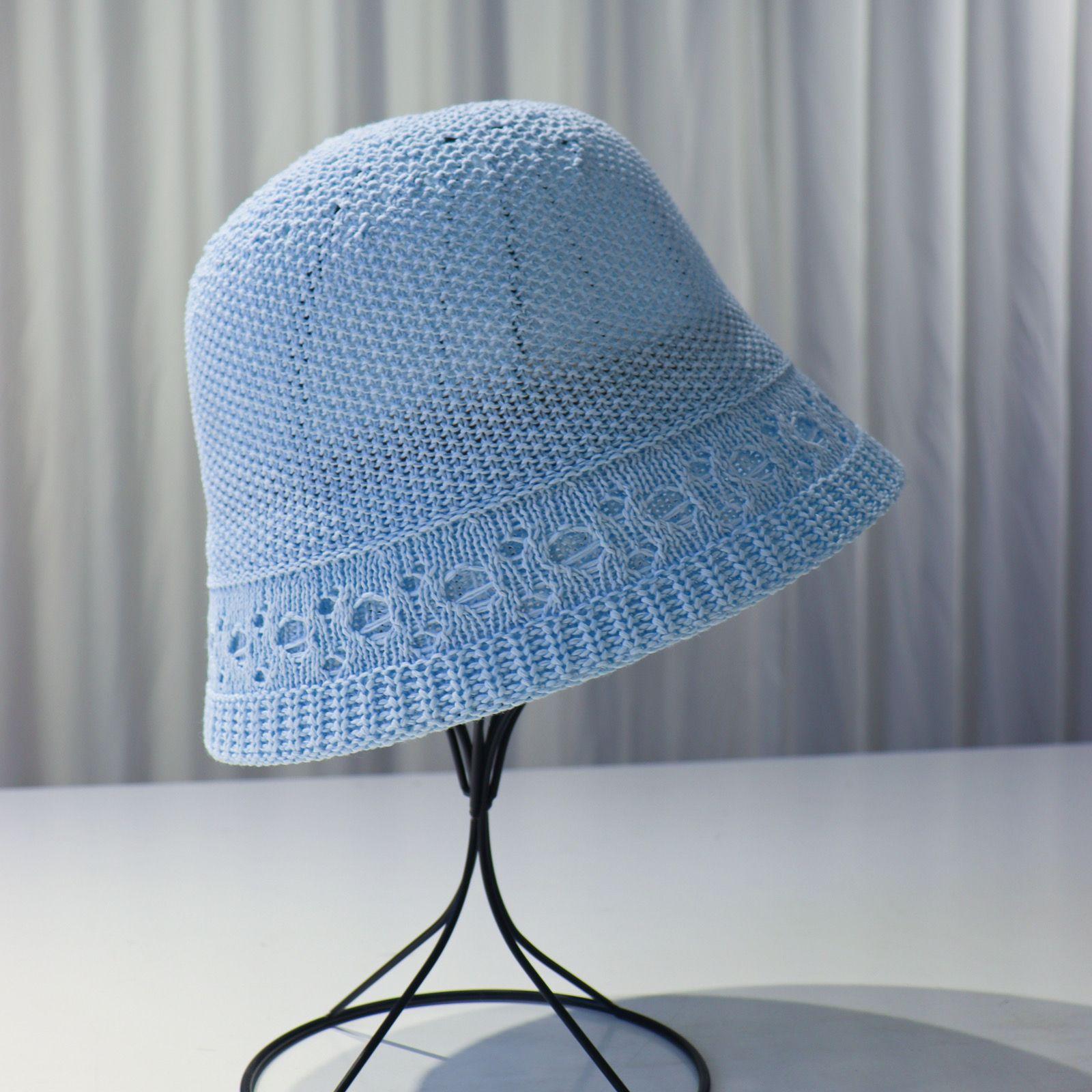 

Полая вязаная шапка, шляпа рыбака, тонкий дизайн, дышащая летняя защита от солнца, новая шляпа-тент, шляпа-ведро синий