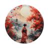 Round Aluminum Metal Sign Wreath Decorative Sign Bedroom Decoration Gifts Japanese Kimono Theme For Bar Club Home Wall Decor
