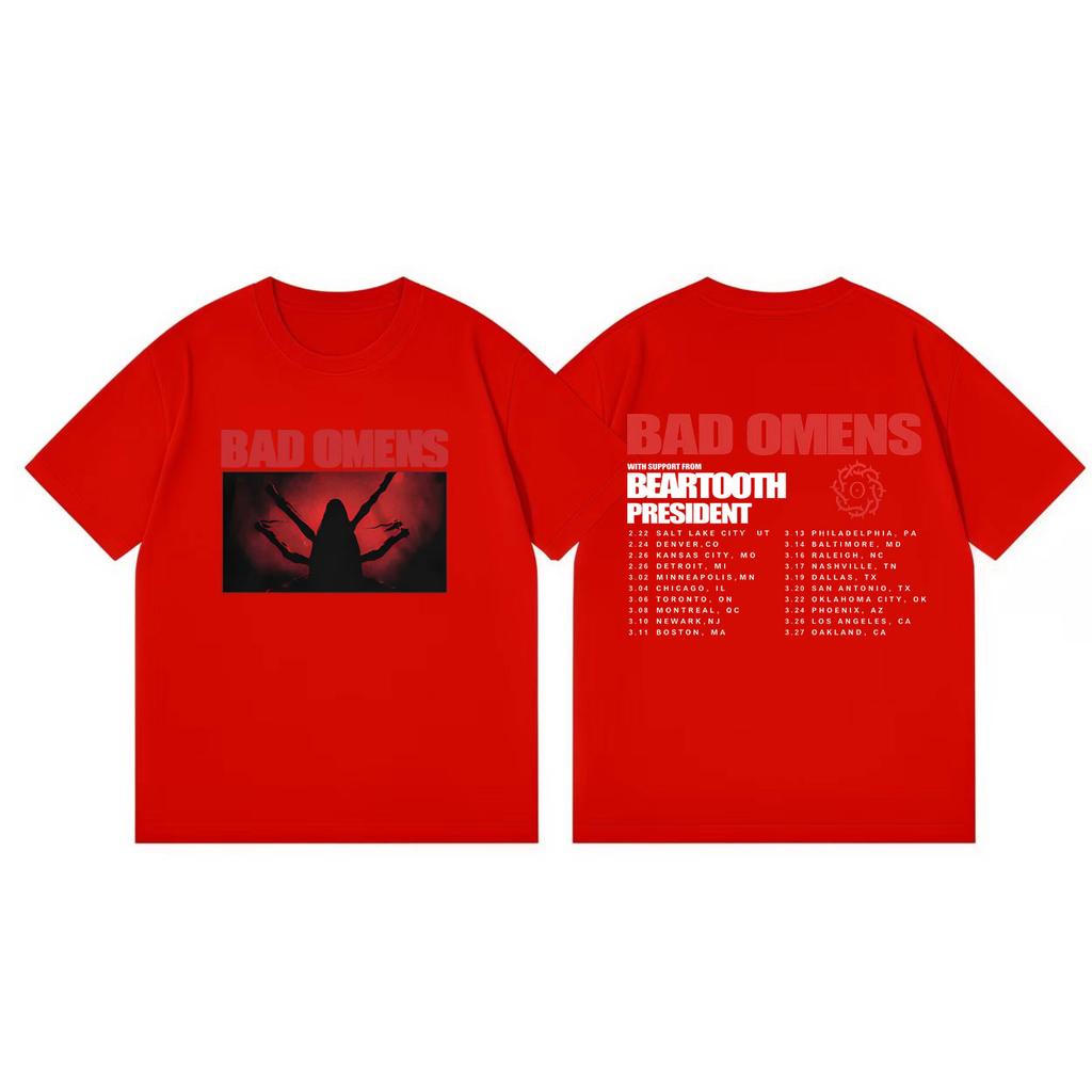 Bad Omens Tour 2026 Koszulki Merch Mężczyźni Kobiety Odzież Moda Koszulka Rockowa Letnia Codzienna Luźna Koszulki z Krótkim Rękawem Streetwear