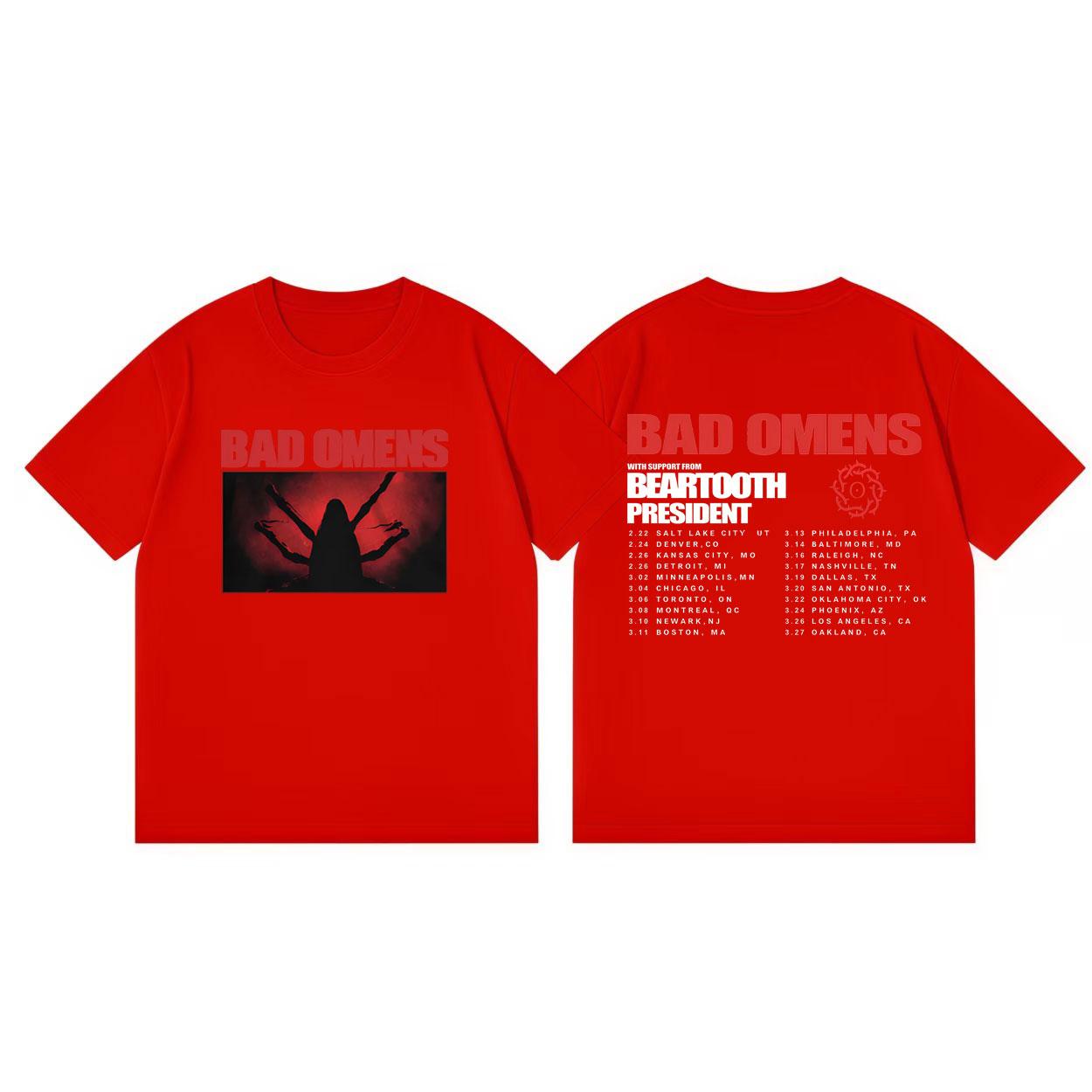 

Bad Omens Tour 2026 Merch Tshirts Men Women Clothing Fashion Rock Tshirt Summer Casual Loose Short Sleeve Tshirts Streetwear S